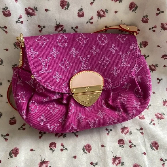 Louis Vuitton Fuchsia Denim Monogram Denim Mini Pleaty Bag - Picture 2 of 7